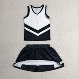 GSD4194 girls black white sleeveless skirt outfits yoga