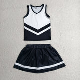GSD4194 girls black white sleeveless skirt outfits yoga