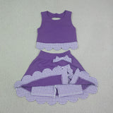 GSD4225  toddler clothes purple print girl summer yoga set