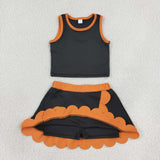 GSD4259  toddler clothes black print girl summer yoga set