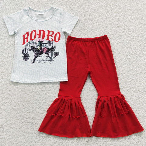 Baby girls cowboys western red bell bottom outfit