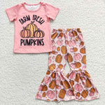 Farm fresh pumpkins girls fall bell bottom outfit