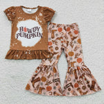 Pumpkin boots girls fall bell bottom outfit