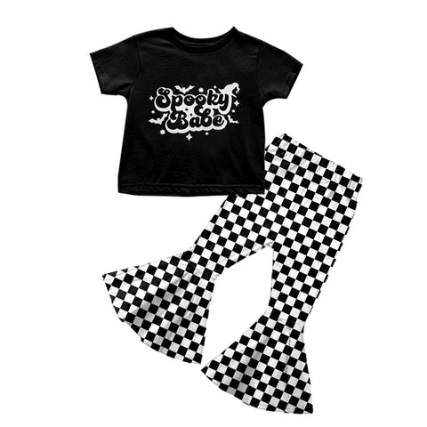 Spooky babe halloween black checkered girl outfit