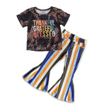 Thankful blessed kids leopard shirt stripe jeans outfit