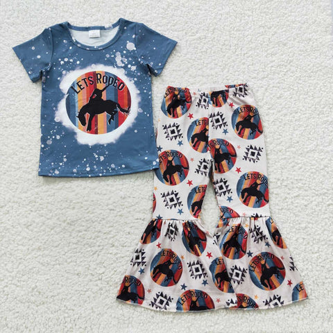 Let's Rodeo kids girl western aztec bell outfit