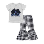 Girls wednesday checkered pants outfit