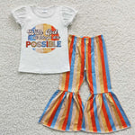 With god all things are possiable girls striped outfit