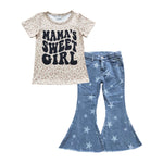 Mama's sweet girl stars denim jeans set