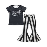 Spooky babe black stripe jeans outfit