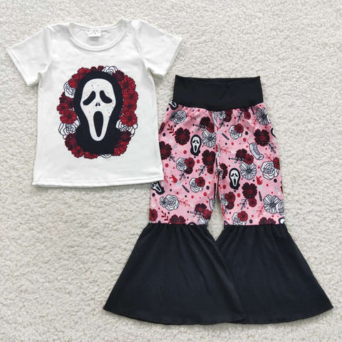 Girl halloween floral bell bottom outfit