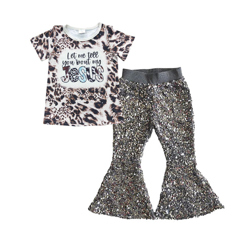 Toddler jesus shirt grey sequined pants set