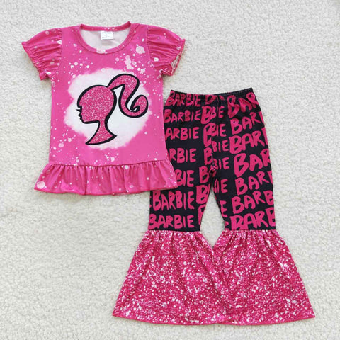 Little girl pink bell bottom outfit