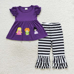 Girl applique hocus purple ruffle pants outfit