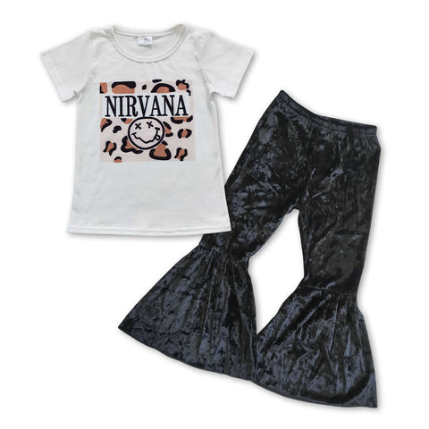 Girl nirvana t shirt black velvet bell outfit