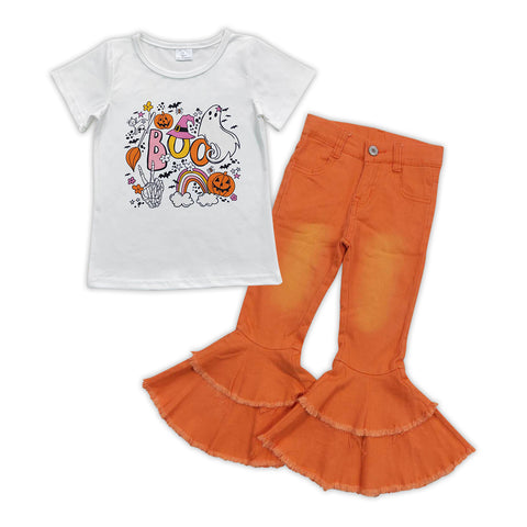 Little boo halloween orange jeans outfit