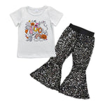 Boo pumpkin t shirt gray sequined pants outfit