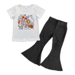 Boo pumpkin toddler halloween black ripped jeans outfit