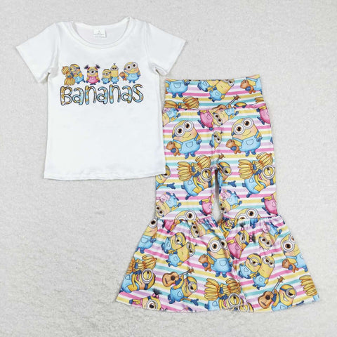 GSPO1188 baby girl clothes banana minion bell bottoms outfits