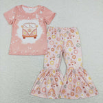 GSPO1243 baby girl clothes girls rainbow bus bell bottoms outfit