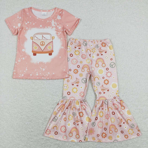 GSPO1243 baby girl clothes girls rainbow bus bell bottoms outfit