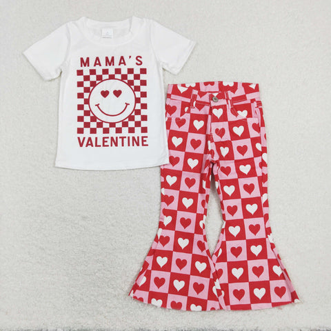GSPO1363 baby girl clothes mama’s  valentines girl bell bottoms jeans outfits