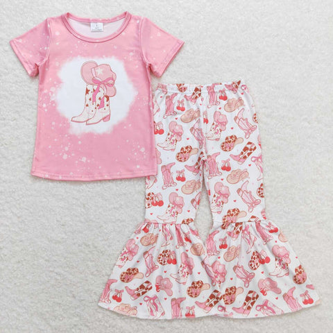 GSPO1453 baby girl clothes cowboy boots girls bell bottoms outfit