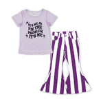 GSPO1476 baby girl clothes 1989 singer purple girl  bell bottoms jeans outfits