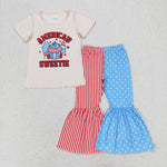 GSPO1485 baby girl clothes american sweetie girls bell bottoms outfit