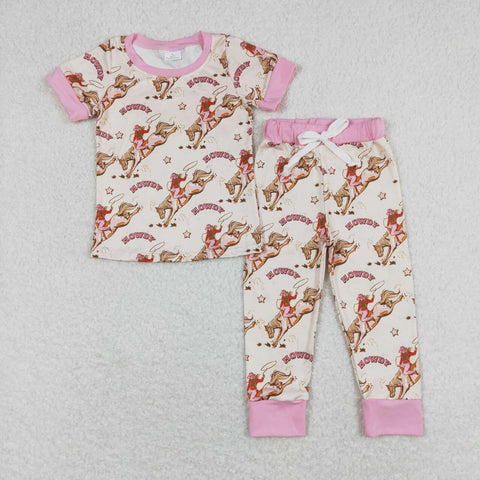 GSPO1488 baby girl clothes howdy cowgirl girl fall spring pajamas outfit