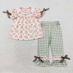 GSPO1640   baby girl clothes embroidery peach girl fall pant sets