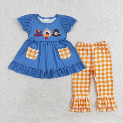 GSPO1643 baby girl clothes turkey girl thanksgiving sets