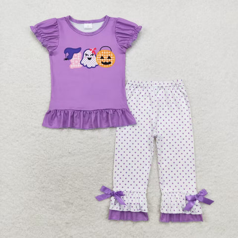 GSPO1647 baby girl clothes pumpkin ghost girl fall pant  halloween sets