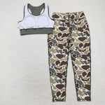 GSPO1665  adult clothes camouflage adult woman yoga wear