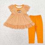 GSPO1674   toddler  girl clothes embroidery orange rugby girl fall set