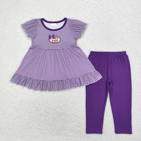 GSPO1676   toddler girl clothes embroidery purple rugby girl fall set