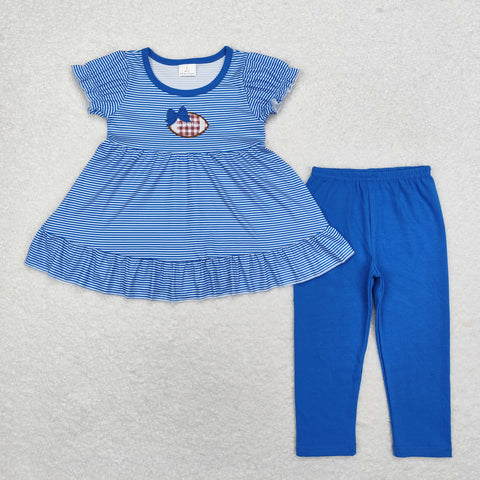 GSPO1677   toddler girl clothes embroidery blue rugby girl fall set