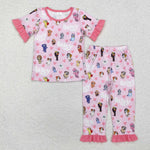 GSPO1760  toddler girl clothes cartoon dog girl Valentine's Day pajamas set