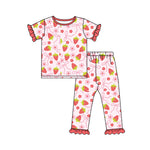 GSPO1823 pre-order  toddler girl clothes strawberry girl pajamas set-2024.11.28