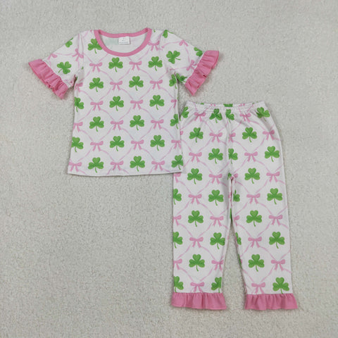 GSPO1838    toddler girl clothes lucky girl St. Patrick pajamas set