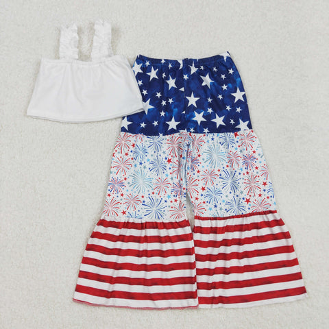 GSPO1959    toddler girl clothes flag girl 4th of july patriotic set