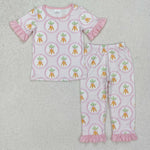 GSPO1992   toddler girl clothes carrot girl easter pajamas set