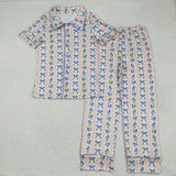 RTS toddler clothes matching clothing blue bows  print adult mama kids clothes-2025.7.31