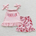 Howdy love girls pink boots shorts set