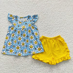 Kids baby floral yellow shorts set