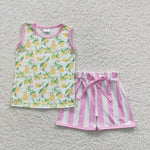 Summer baby girls lemon pink short set