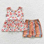 Toddler sleeveless floral girls short set