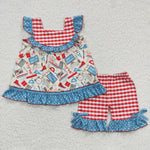 Little girls ABC back to school short set