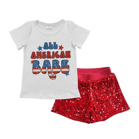 American babe kids red sequined outfit
