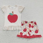 Toddler back to school pencil kids apple short outfit